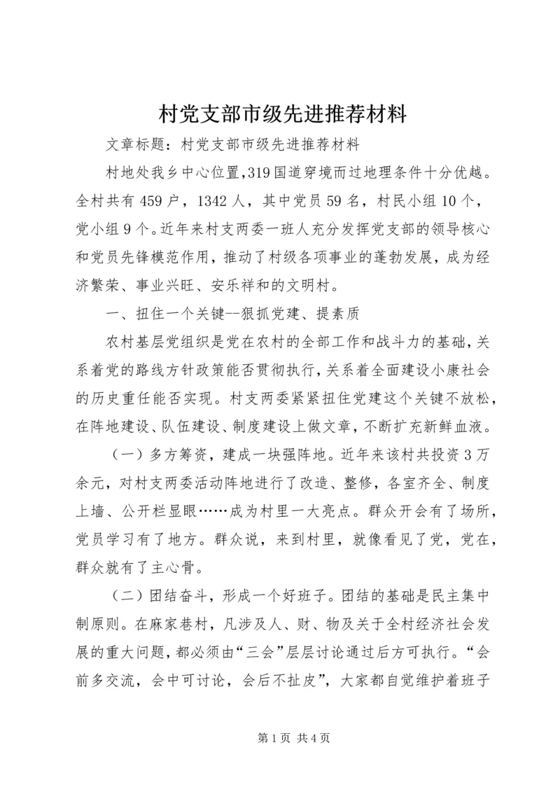 村党支部市级先进推荐材料.docx