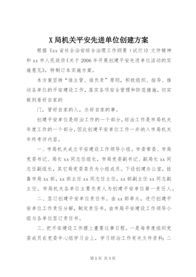 X局机关平安先进单位创建方案.docx