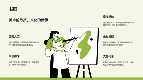 绿色插画风新生自我介绍PPT模板