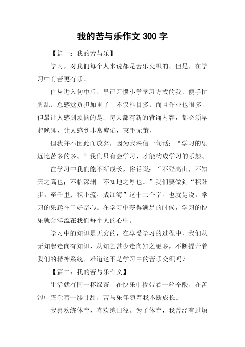 我的苦与乐作文300字.docx