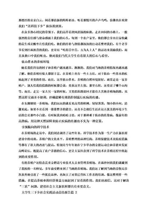大学生三下乡社会实践活动总结报告