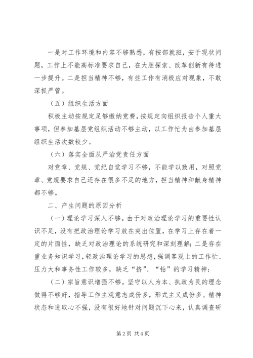 XX年度专题组织生活会个人对照检查材料.docx