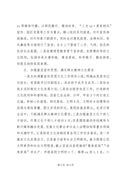 乡镇某年度宣传思想文化工作自查总结.docx