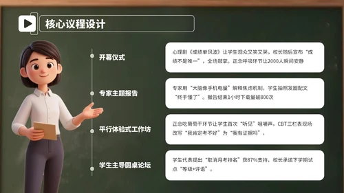 绿色卡通学生心理辅导教育会PPT