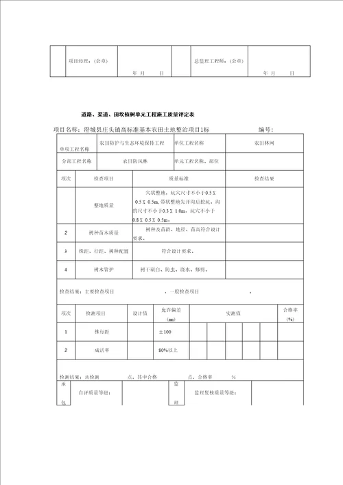 表土剥离工序质量评定表参考内容