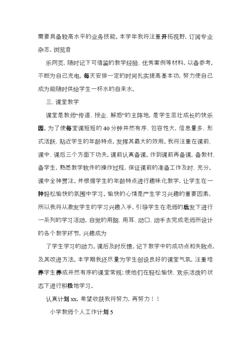 小学教师个人工作计划 (7)