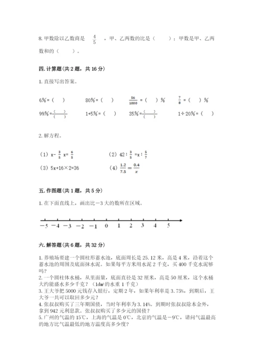 敦化市六年级下册数学期末测试卷a4版.docx