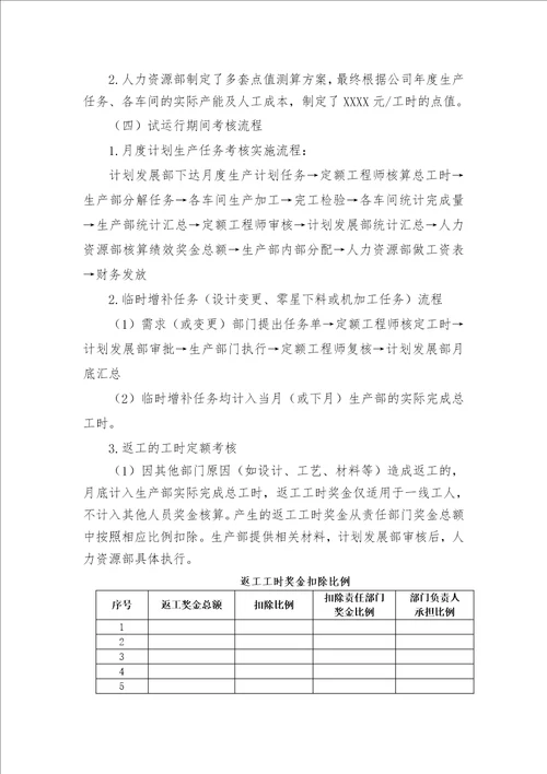 工时定额考核实施方案共6页