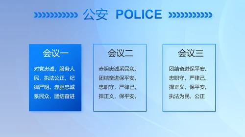 蓝色大气公安警察主题年年终总结PPT