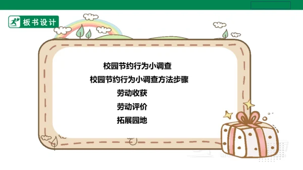 【人教版】《劳动教育》五下 劳动项目十《校园节约行为小调查》课件