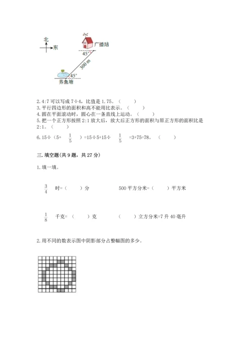 人教版六年级上册数学期末测试卷（网校专用）word版.docx