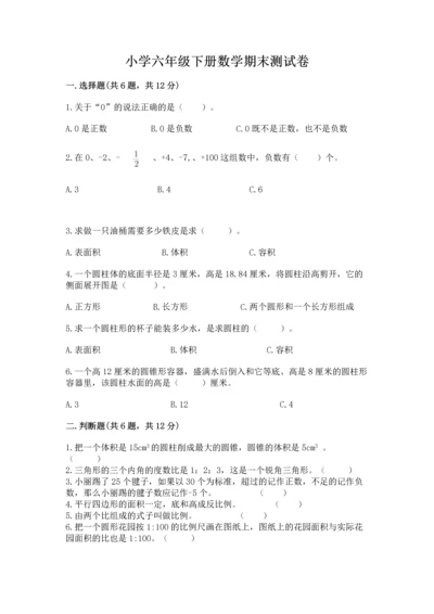 小学六年级下册数学期末测试卷加答案解析.docx
