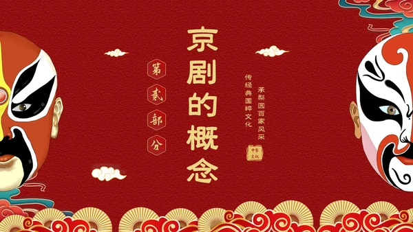 红色国潮风中国国粹京剧脸谱介绍PPT