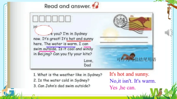 Unit 3  Weather Part B  Let’s talk & read &write 课