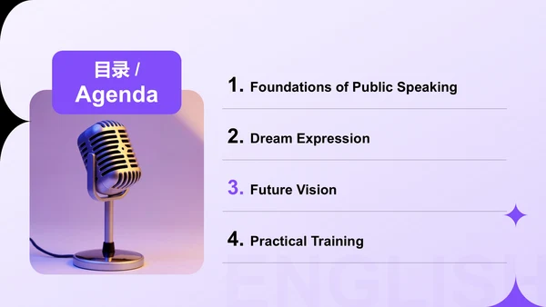 紫色简约风英语演讲——我的梦想，我的未来PPT模板