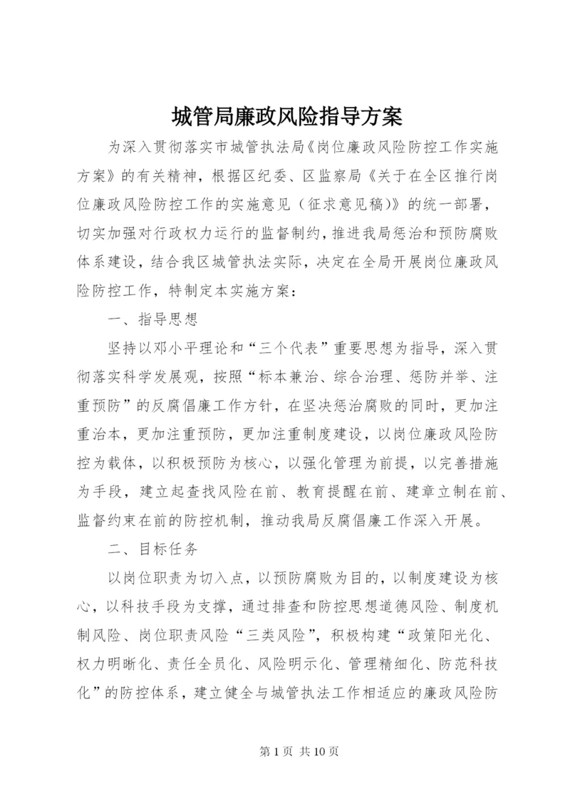 城管局廉政风险指导方案.docx