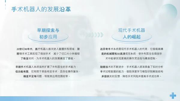 蓝色简约风手术机器人与AI导航精准外科新时代PPT