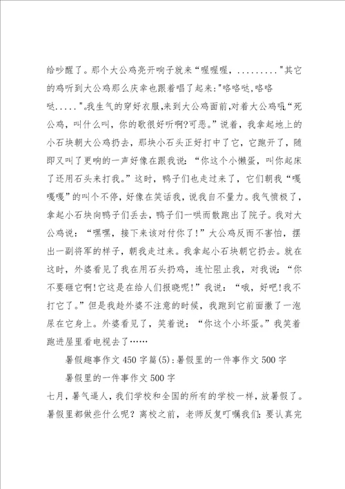 暑假趣事作文450字5篇