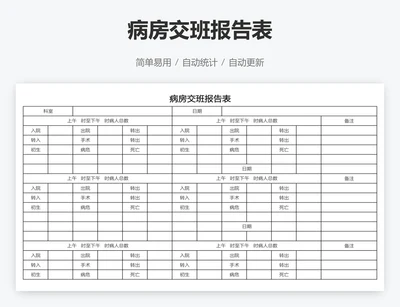 病房交班报告表