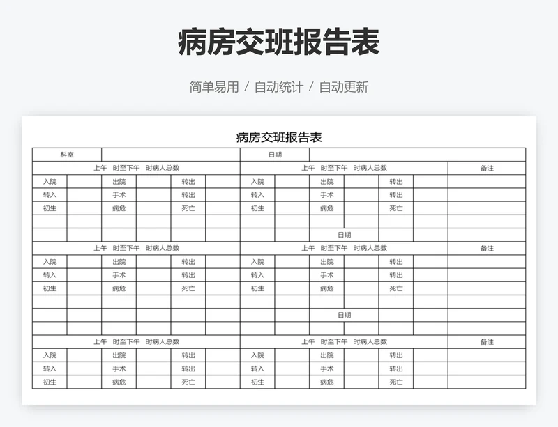 病房交班报告表
