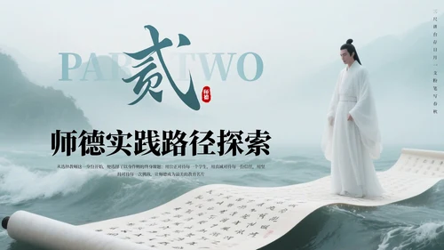 绿色古风教师师德培训PPT通用模板