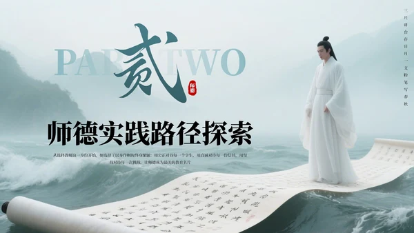 绿色古风教师师德培训PPT通用模板