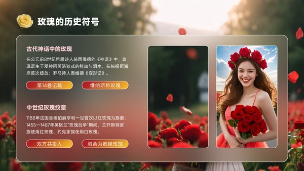 红黄色创意风七夕浪漫玫瑰与星全都给你PPT模板