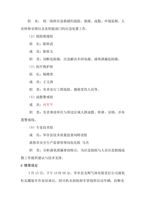 光辉气体液氧储罐泄露事故演练专题方案.docx