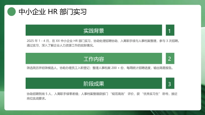 绿色通用版大学生求职个人综合展示职业生涯规划（人力资源方向）