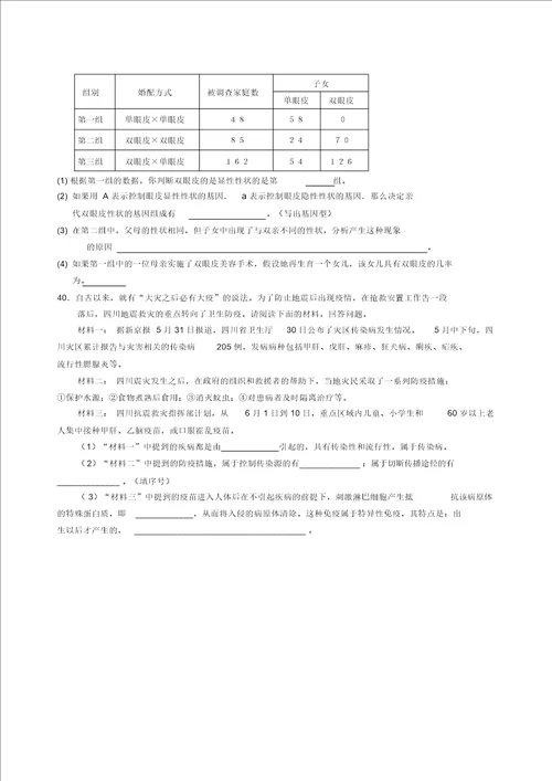 2015年八年级地生会考模拟试卷