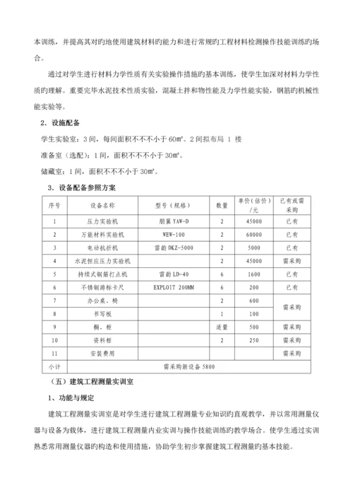 优质建筑综合施工专业实训室建设专题方案.docx