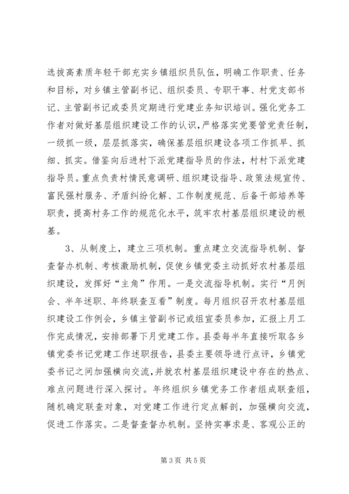 当前乡镇党委在农村基层组织建设中发挥“主角”作用的调查与思考.docx