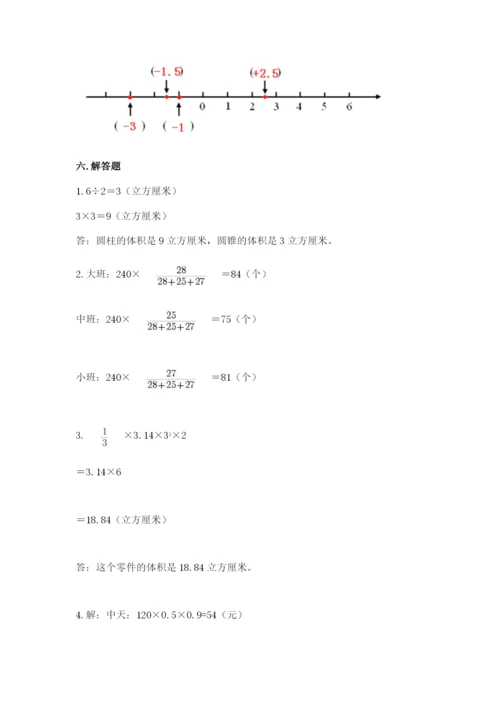 小学六年级下册数学期末卷及精品答案.docx