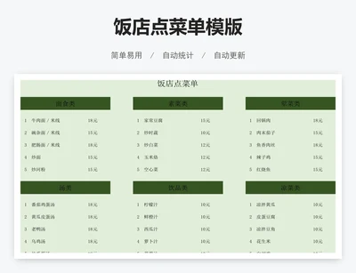 饭店点菜单模版