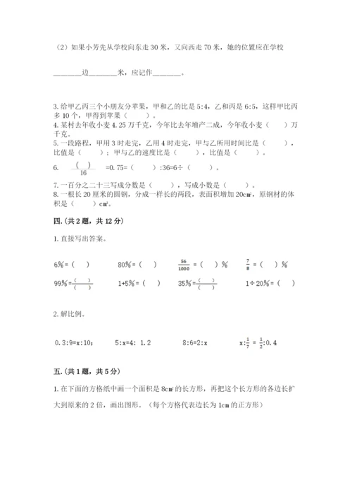 小学六年级下册数学摸底考试题精品（名师推荐）.docx