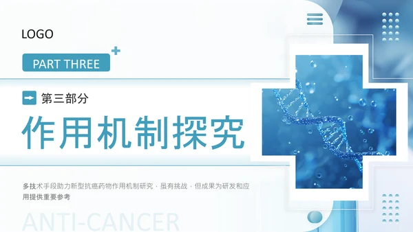 蓝色商务风医疗新型抗癌药物研发PPT