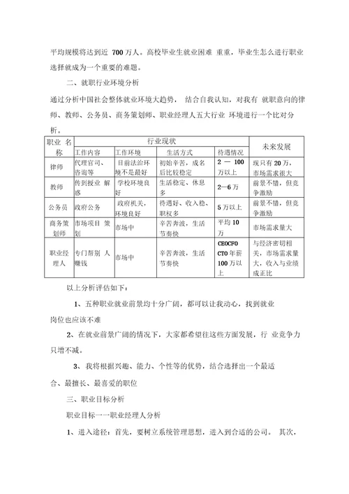 大学生职业生涯规划大赛获奖作品1doc资料