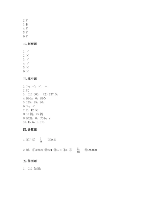 2022人教版六年级上册数学期末测试卷答案下载.docx