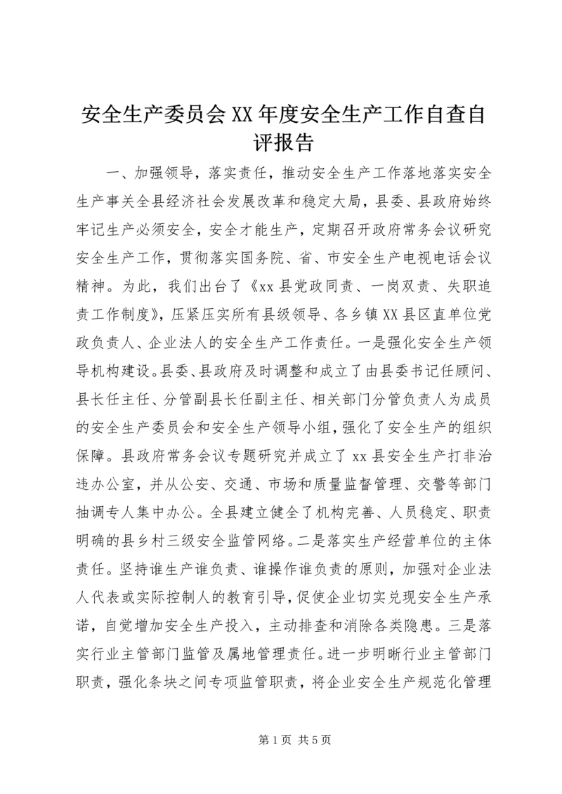 安全生产委员会XX年度安全生产工作自查自评报告.docx