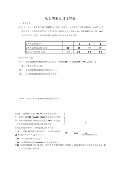 九上期末复习计算题