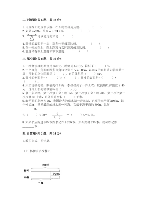 潮阳区六年级下册数学期末测试卷精品含答案.docx