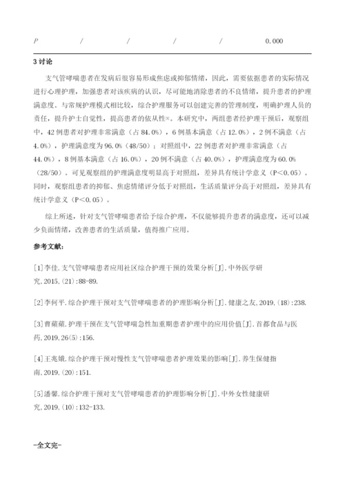 支气管哮喘患者应用综合护理干预的效果分析.docx