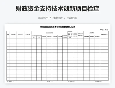 财政资金支持技术创新项目检查汇总表