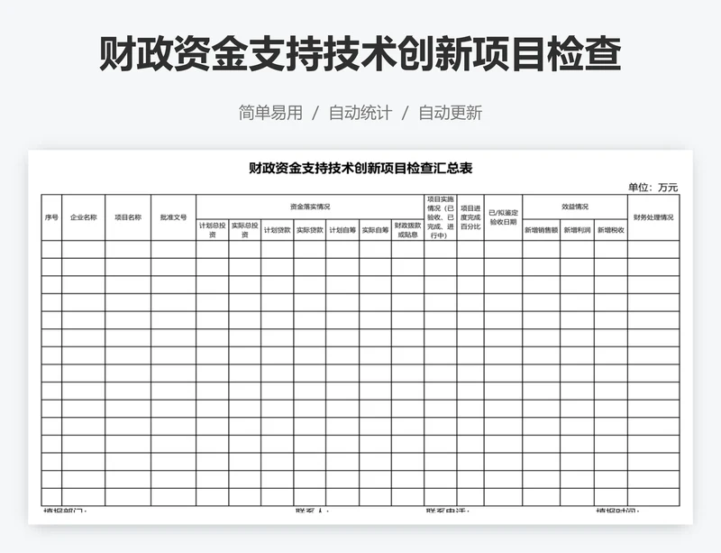 财政资金支持技术创新项目检查汇总表