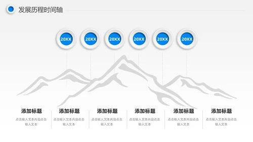 蓝色微粒体风公司发展历程时间轴图表PPT