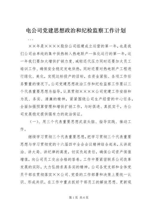 电公司党建思想政治和纪检监察工作计划.docx