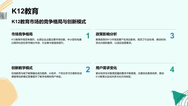 蓝色扁平风教育培训行业年终总结PPT模板