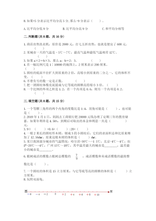 六年级下册数学期末测试卷附完整答案（精选题）.docx