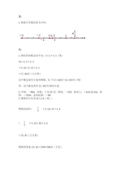 人教版数学六年级下册试题期末模拟检测卷带答案（研优卷）.docx