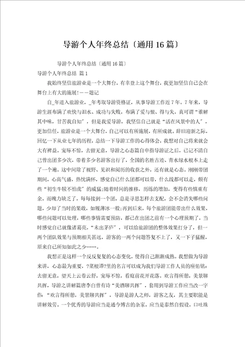 导游个人年终总结通用16篇